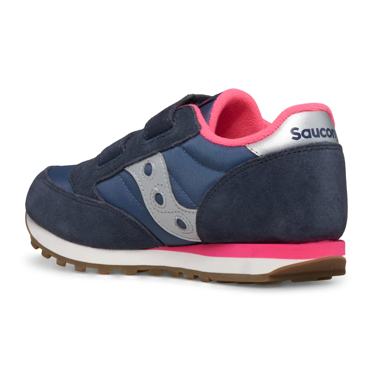Jazz Double Hook & Loop Sneaker - Big Kid Navy/Silver/Pink - Image 3