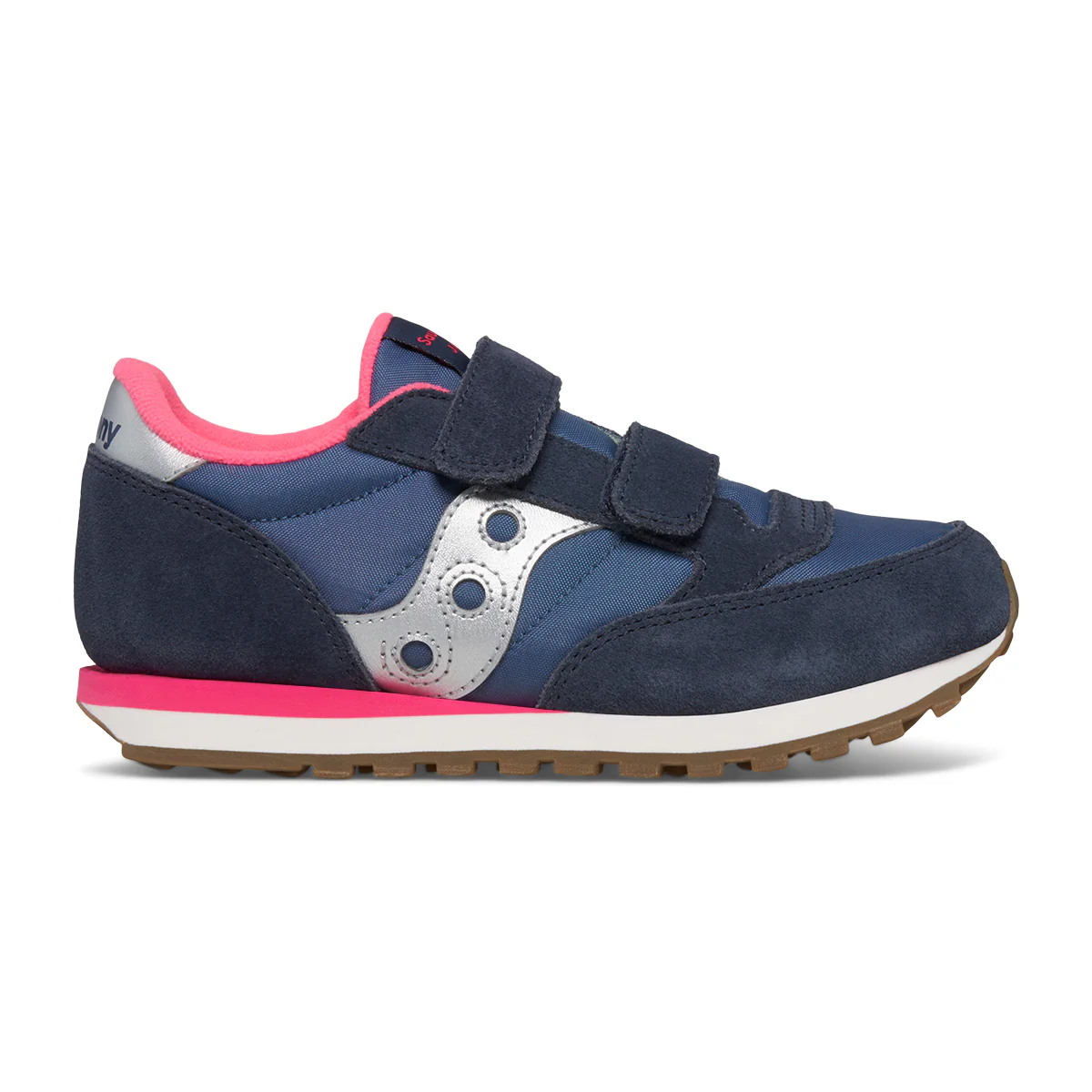 Jazz Double Hook & Loop Sneaker - Big Kid Navy/Silver/Pink - Image 6