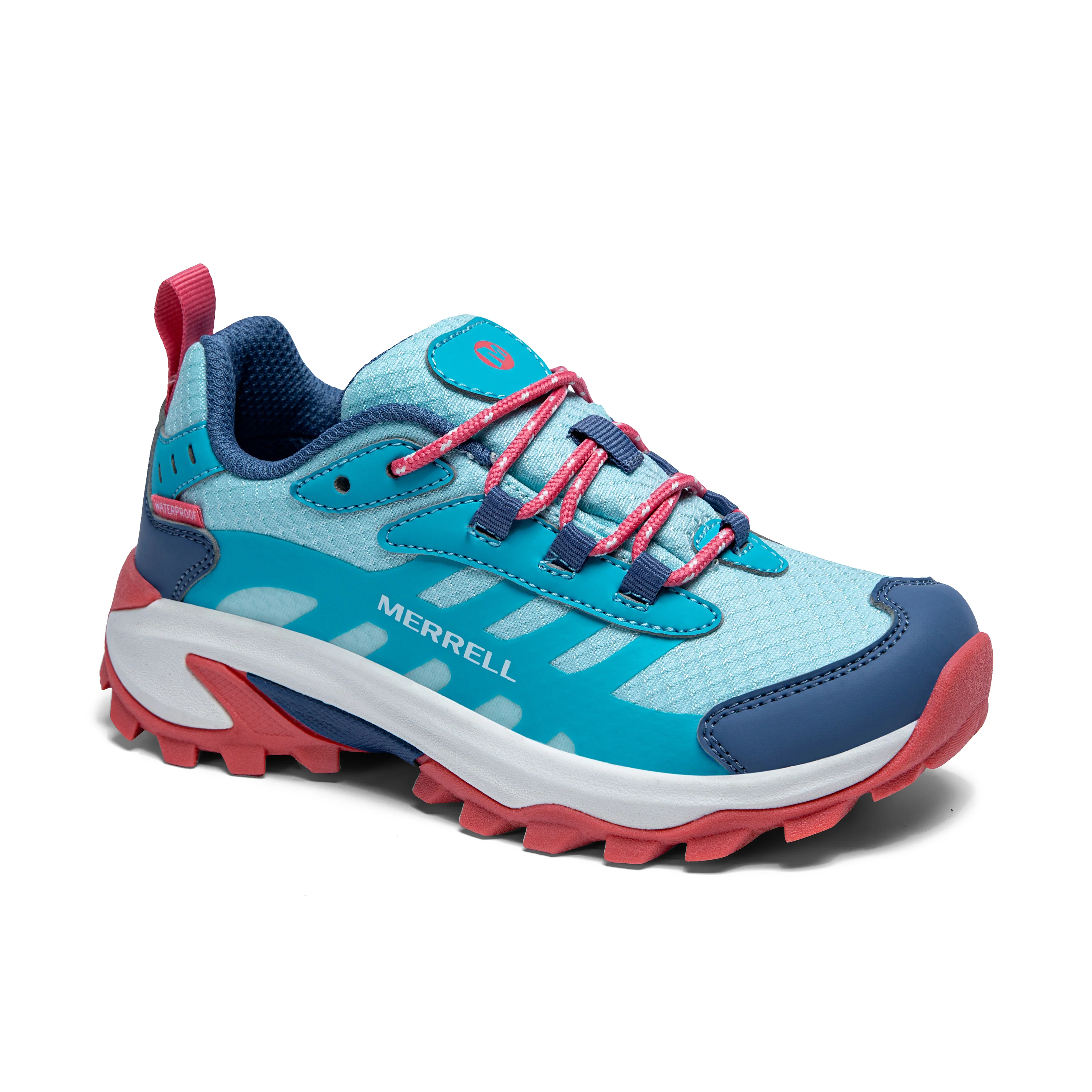 Moab Speed 2 Low Waterproof Sneaker - Big Kid Turq/Coral - Image 7